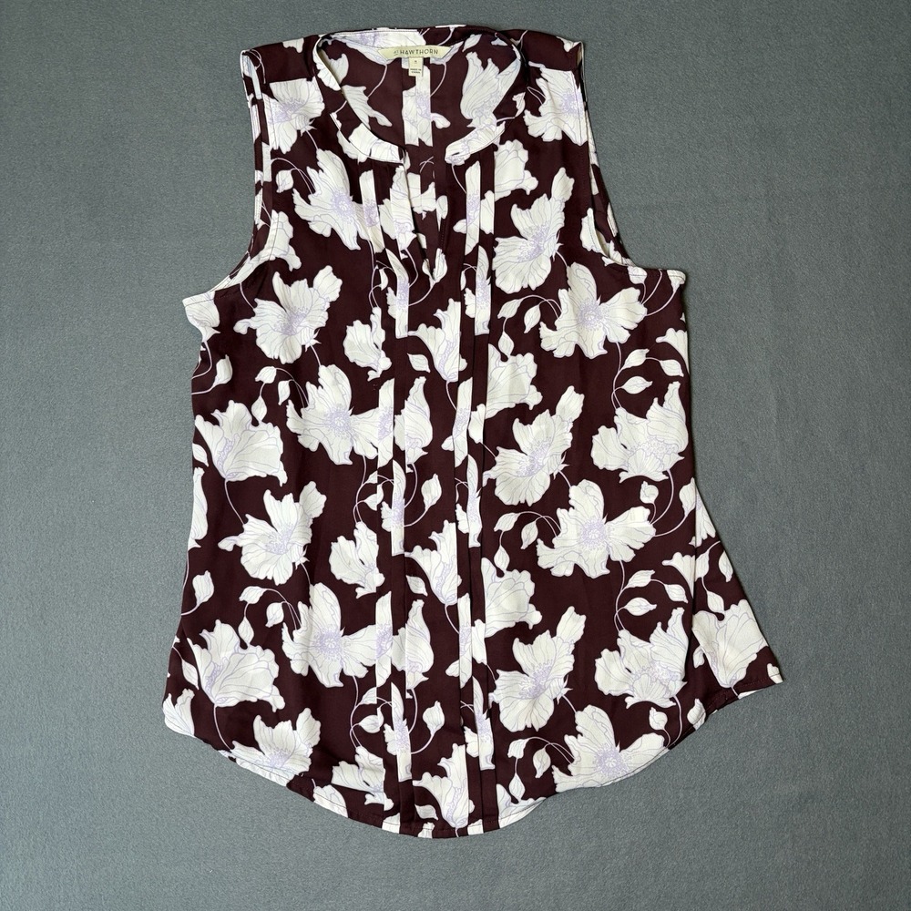 41 Hawthorne Sleeveless Floral V-Neck Blouse Women's Sz Medium